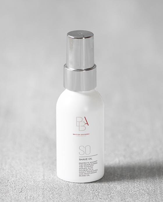 BBA Shave Oil from British Barbers Association – premium men's shave oil for protection and nourishment at The British Barbers Singapore