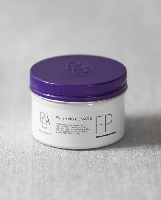 BBA Finishing Pomade from British Barbers Association – premium men's hair pomade for strong glossy hold and structure at The British Barbers Singapore