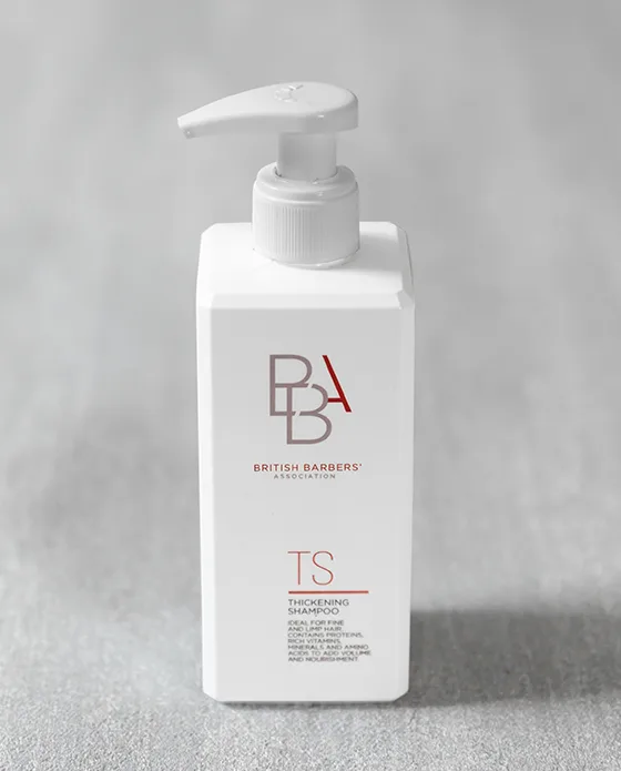 BBA Thickening Shampoo from British Barbers Association – premium men's shampoo for fine hair, volume and nourishment at The British Barbers Singapore