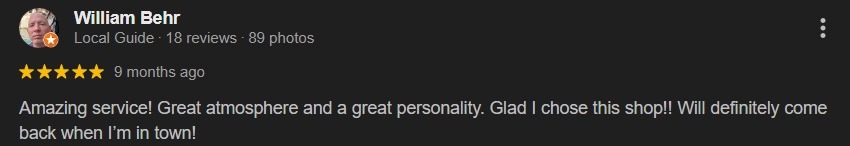 Screenshot of 5-star barbershop Singapore reviews – The British Barbers praised for masterful haircuts, beard grooming, and top-tier hospitality by local and international clients.